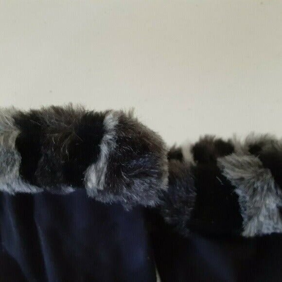 Vintage XS  Women's Faux Fur‎ Trim Gloves Winter Warm Black Gray Animal Print 2 - Picture 9 of 16